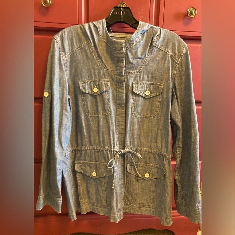 Vintage Ralph Lauren Chambray Jacket with Hood. Size Medium
